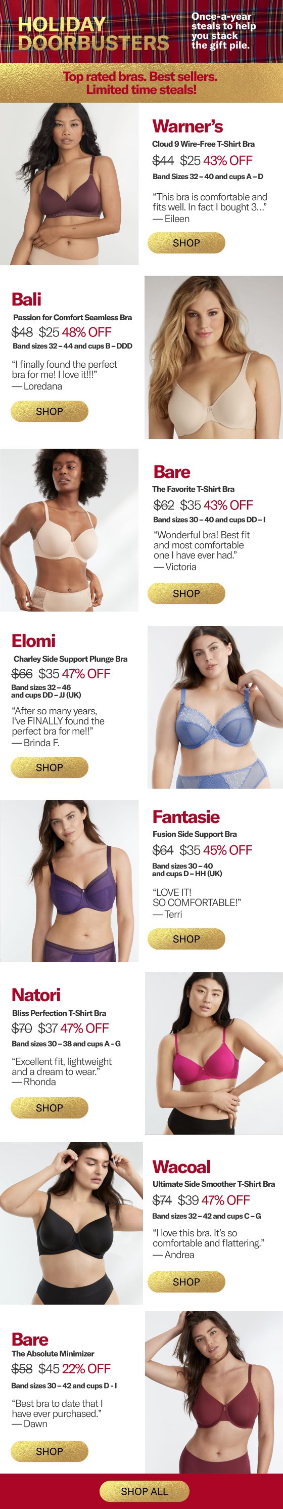 Once-A-Year Steals: Best Selling Bras $25 & Up - Bare Necessities