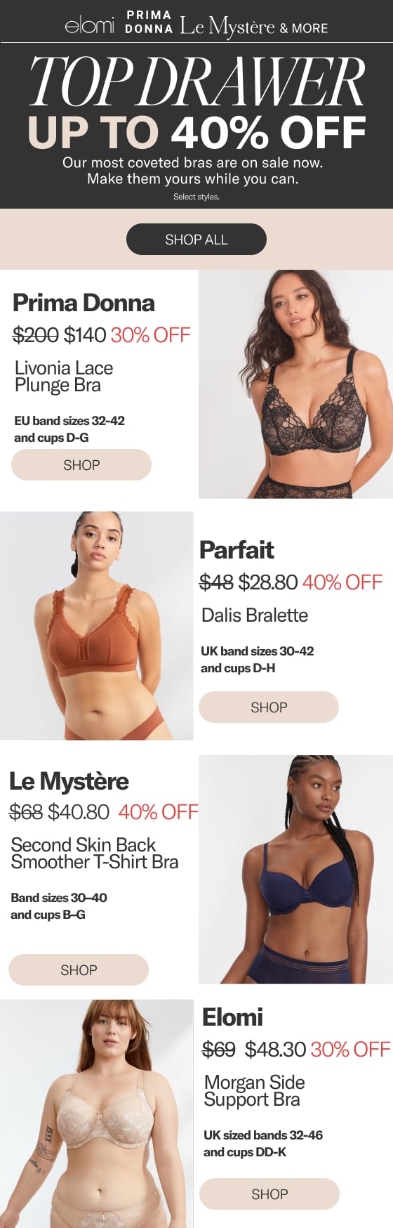 Up To 40% Off The BEST Bra Styles  Top Drawer Event - Bare Necessities