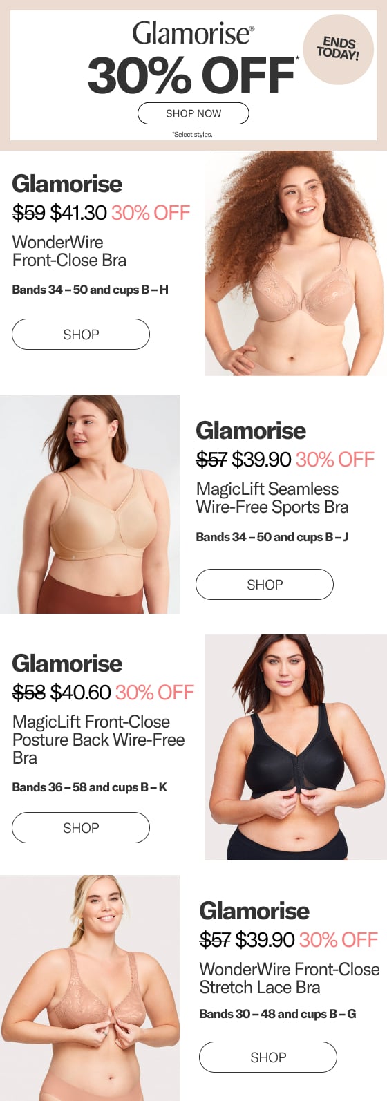 Get Up To 30% Off Glamorise  Ends Today - Bare Necessities