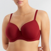 Close up of woman wearing red bra